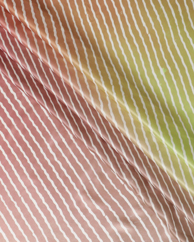 قماش ساتان حريري نقي فاخر باللون الأخضر النعناعي والبني النحاسي مع طباعة باللون الأبيض الفاتح بتصميم فاخر-D12515