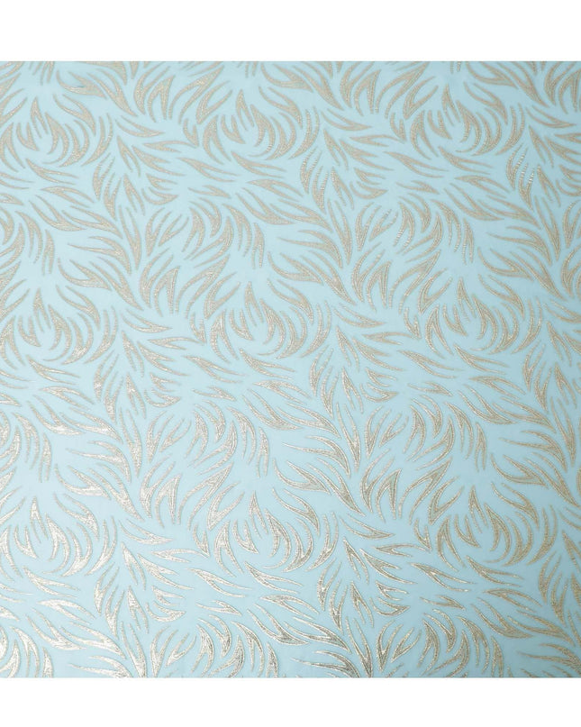 Baby blue Premium pure silk chiffon fabric with gold metallic lurex in fancy design-D13277