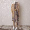 Pale brown viscose crepe kameez with metallic embroidery having sequin work in floral design. Pale brown plain salwar having same tone georgette dupatta with multicolor print-D14985