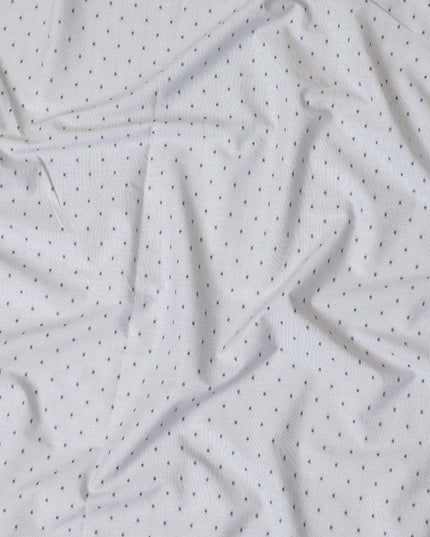 قماش القمصان القطني بنسبة 100% باللون الرمادي السحابي مع جاكار باللون الأزرق الداكن بتصميم منقط-D7284