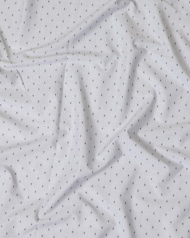 قماش القمصان القطني بنسبة 100% باللون الرمادي السحابي مع جاكار باللون الأزرق الداكن بتصميم منقط-D7284