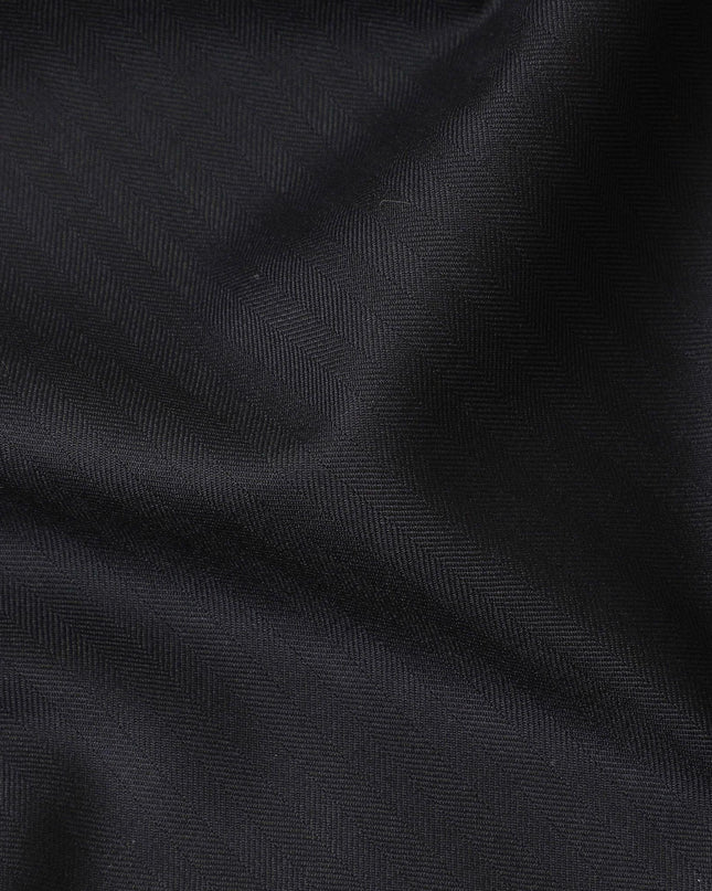 Dark Navy blue Premium super 130's Australian superfine merino wool suiting fabric with same tone stripe in herringbone design-D11436