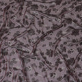 قماش شيفون حريري فرنسي (فرنساوي) فاخر باللون العنابي مع فيسكوز رمادي ولوريكس معدني أسود بتصميم زهور-D14273