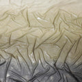 Tea green to black synthetic chiffon fabric having gold metallic foil in ombre design-D10656 Regal Fabrics