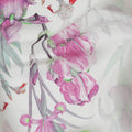 Off white synthetic crepe fabric with multicolor print in floral design-D10020 - Regal Fabrics