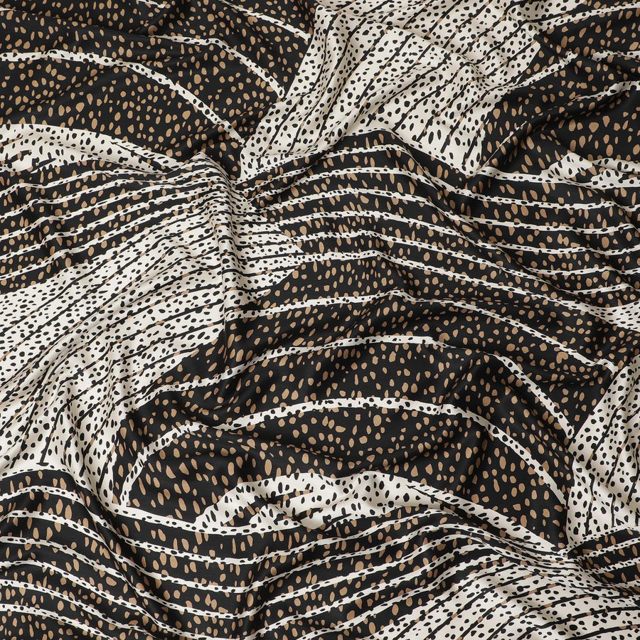 White Premium Italian viscose fabric with pale brown and white print in abstract design-D12359 Regal Fabrics