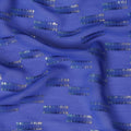 Royal blue premium pure French (Fransawi) silk chiffon fabric with same tone viscose, gold and silver metallic lurex in fancy design-D14228
