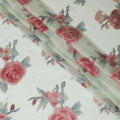 Tea green premium pure silk chiffon fabric with multicolor metallic lurex in floral design-D10776 Regal Fabrics