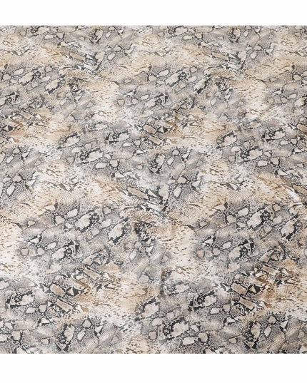 قماش فيسكوز إيطالي فاخر باللون البيج الفاتح بنفس اللون وطباعة سوداء بتصميم جلد الحيوان-D12361