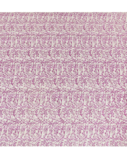 Cream blended cotton fabric with lavender pink print in floral design-D15134