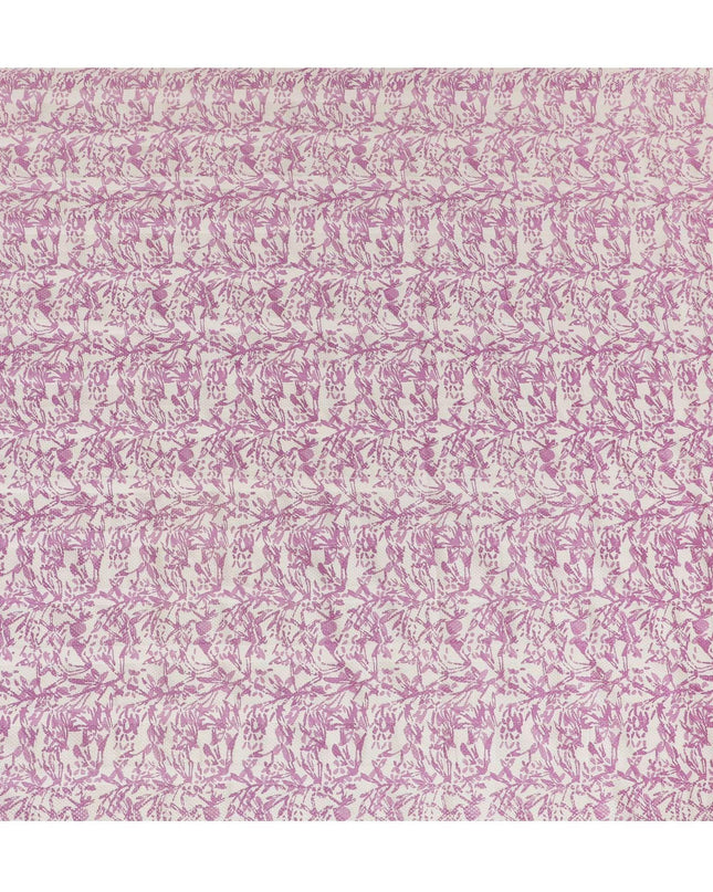 Cream blended cotton fabric with lavender pink print in floral design-D15134