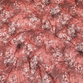 Rusty orange Premium Italian silk chiffon dirac (makmal) fabric with off white and black print having velvet jacquard in floral design-D8701 Regal Fabrics