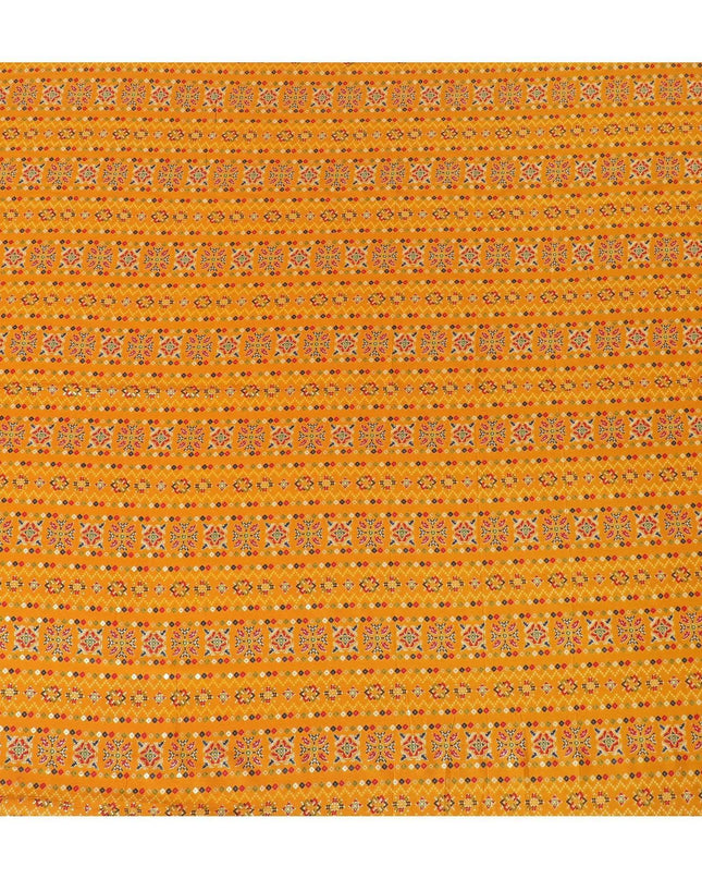 Mustard blended viscose fabric with multicolor print in fancy design-D14850 Regal Fabrics