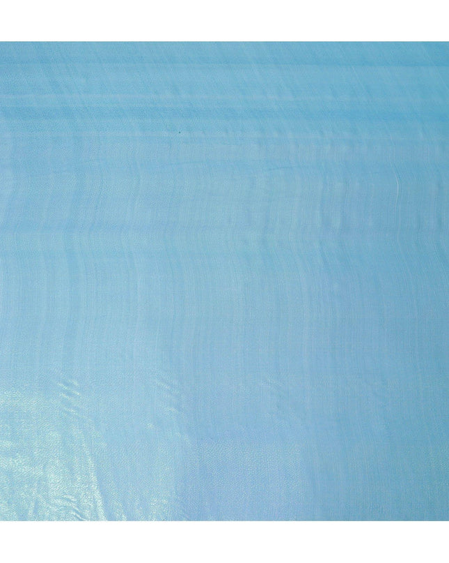 قماش شيفون حريري نقي فاخر باللون الأزرق السماوي مع لوريكس معدني بنفس اللون بتصميم ذاتي -D13550