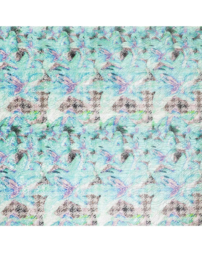 Multicolor Italian Premium silk chiffon dirac (makmal) fabric with velvet jacquard in floral design-D8654 Regal Fabrics