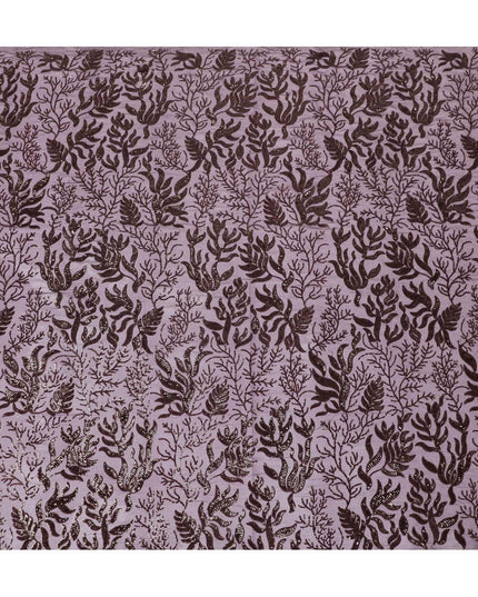 قماش شيفون من الحرير الخالص الفاخر مع تطريز بالترتر بنفس اللون بتصميم الأزهار-D13626