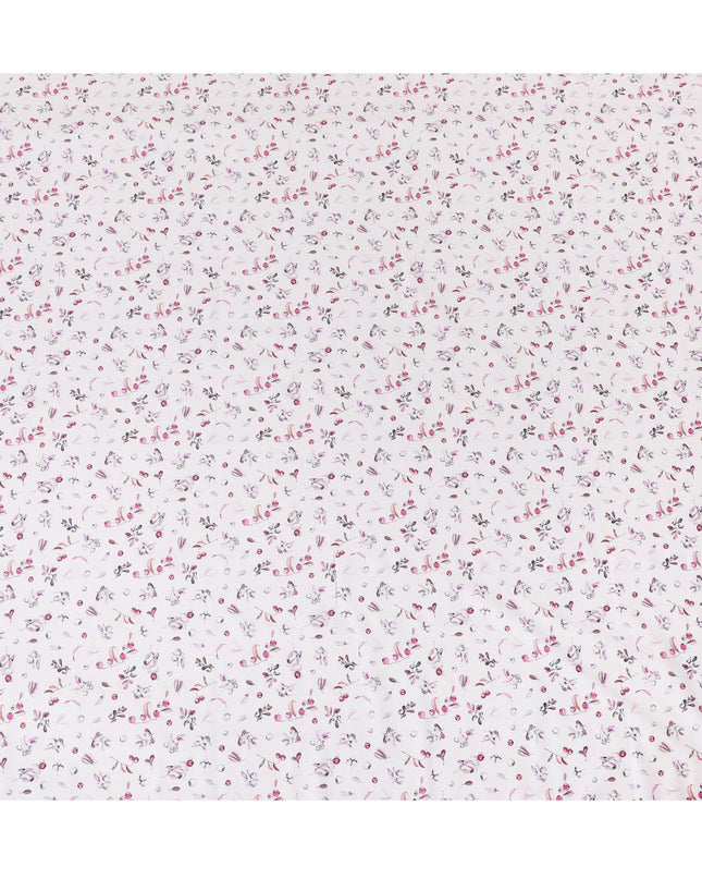 Light lavender pink cotton lawn fabric with multicolor print in fancy design-D15455