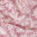 Rose pink cotton lawn fabric with beige print in floral design-D14262
