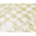 قماش شيفون من الحرير الخالص باللون الأبيض الفاتح مع طباعة باللون الأخضر الباستيل مع لوريكس معدني ذهبي بتصميم الأزهار-D8328