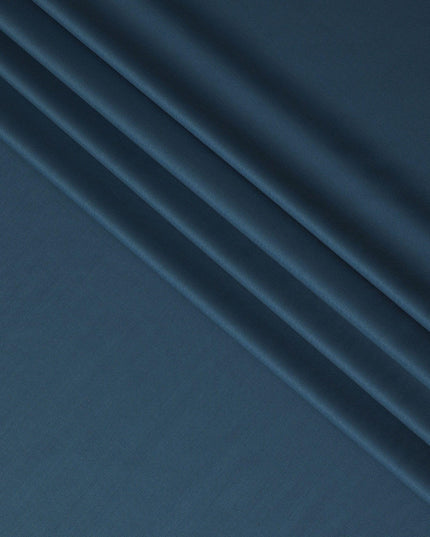Light petrol blue plain super 140's blended wool suiting fabric-D-10928
