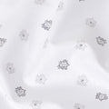 قماش الكتان الخالص الأبيض الفاخر بنسبة 100% مع طباعة باللونين الأسود والرمادي بتصميم الأزهار-D11096