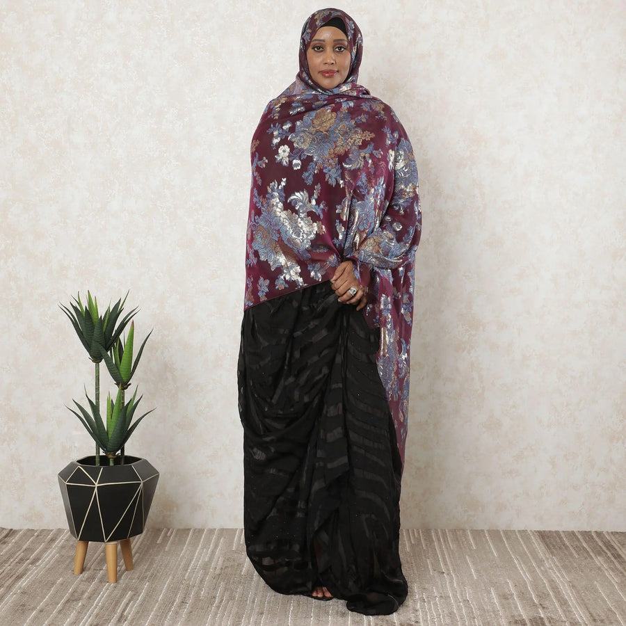 Garbasaar Pattern Magenta purple Premium pure French (Fransawi) silk chiffon garbasaar ...