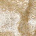 Latte beige silk brocade fabric with same tone viscose and gold metallic lurex in paisley design-D11313