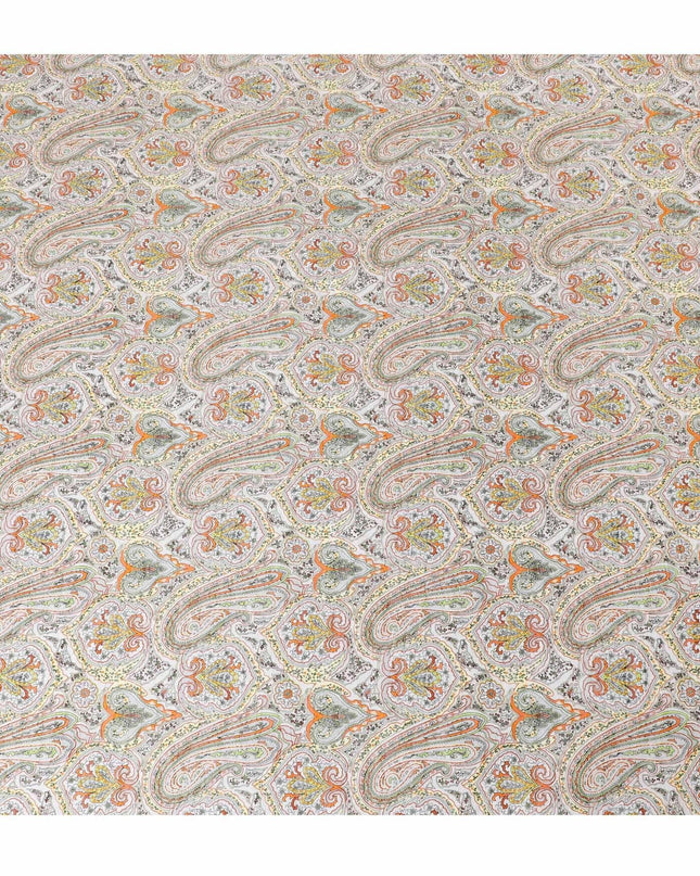 Grey Uragiri cotton fabric with multi colour prints in paisley design-11226