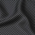 Black Italian viscose crepe fabric with white print in Polka dot design-D7065