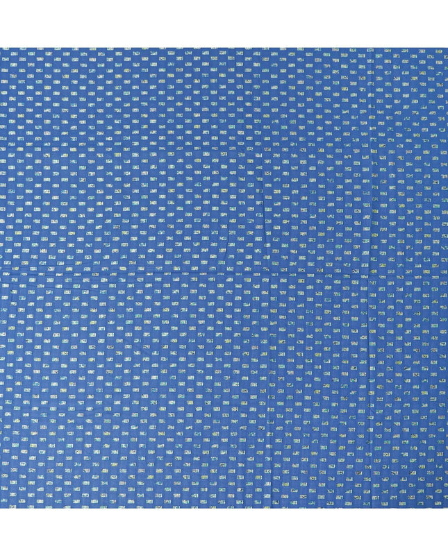 ثوب فوال من القطن السويسري الفاخر باللون الأزرق الملكي مع تطريز جاكار متعدد الألوان بتصميم سلك مشبك-D11631