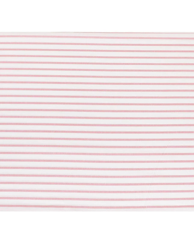 White cotton linen shirting fabric with peach print in stripe design-D7408 Regal Fabrics