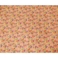 Blaze orange tussar silk fabric with lime green, dark orange, blonde yellow and purple print in floral design-D6137