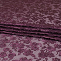 Purple silk chiffon dirac (makmal) fabric with same tone and gold velvet jacquard in floral design-D8653 Regal Fabrics