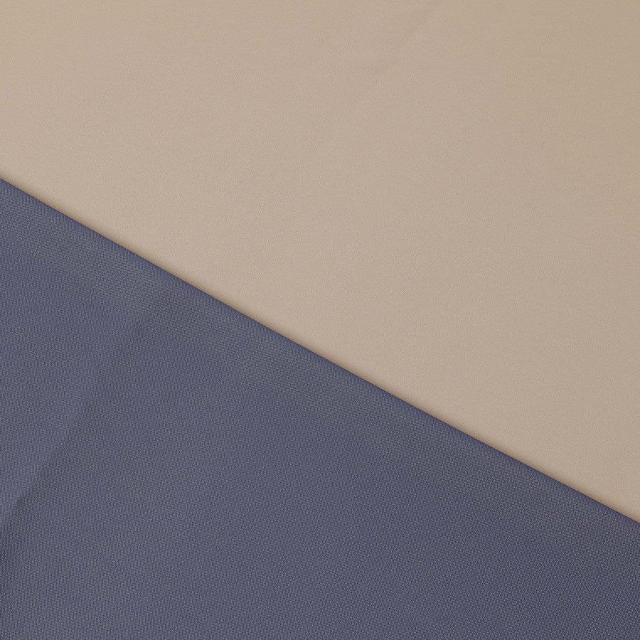 Beige, Blue plain two tone synthetic reversible crepe fabric-D10678