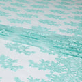 Tiffany blue nylon tulle fabric with same tone embroidery in floral design-D6684