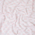 White cotton voile fabric with same tone, crimson red and baby pink embroidery in Leaf design-D9773