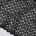Black guipure lace fabric with silver metallic weave in fancy design-D11794