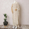 Light beige silk georgette kameez with multicolor embroidery, bead work and sequin work in floral design. Light beige plain salwar with same tone georgette dupatta having multicolor embroidery and stone work-D15523 Regal Fabrics