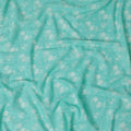Turquoise green cotton voile fabric with beige print in floral design-D15159