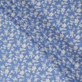 Sky blue cotton voile fabric with beige print in floral design-D15151