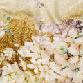 White Premium Italian silk chiffon dirac (makmal) fabric with multicolor print having velvet jacquard in floral design-D8697 Regal Fabrics