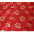Crimson red Premium pure silk crepe fabric with same tone jacquard and gold metallic lurex in floral design-D14632 - Regal Fabrics