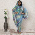Multicolor Premium pure silk chiffon thobe with gold metallic lurex in abstract design-D14355 Regal Fabrics