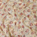 Flax yellow synthetic chiffon fabric with multicolor print in floral design-D13417 Regal Fabrics
