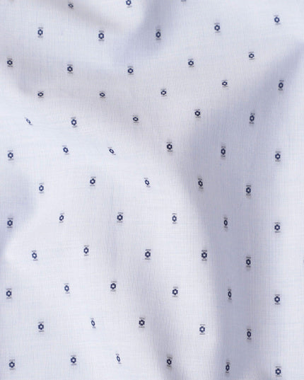 قماش القمصان القطني 100% باللون الأزرق الفاتح مع جاكار باللون الأزرق الداكن بتصميم منقط-D7285