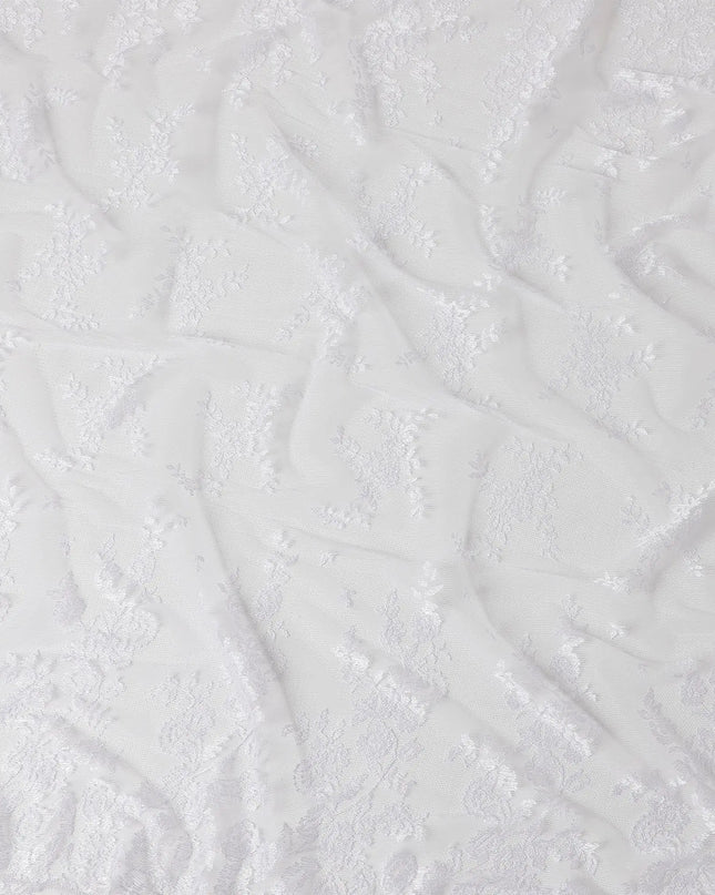 White lace fabric with white embroidery in floral design Regal Fabrics