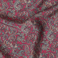 Cerise pink synthetic crepe fabric with multicolor print in fancy design-D15022