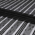 Black nylon tulle fabric with same tone embroidery and sequins in stripe design-D6666