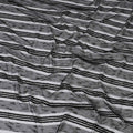 Black nylon tulle fabric with same tone embroidery and sequins in stripe design-D6666