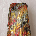 Multicolor Premium pure silk blended velvet makmal dirac fabric with gold metallic lurex in Leaf design-D14873